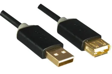 DINIC HQ USB 2.0 Verlängerung A Stecker auf Buchse, 2m DINIC Monaco Range, schwarz